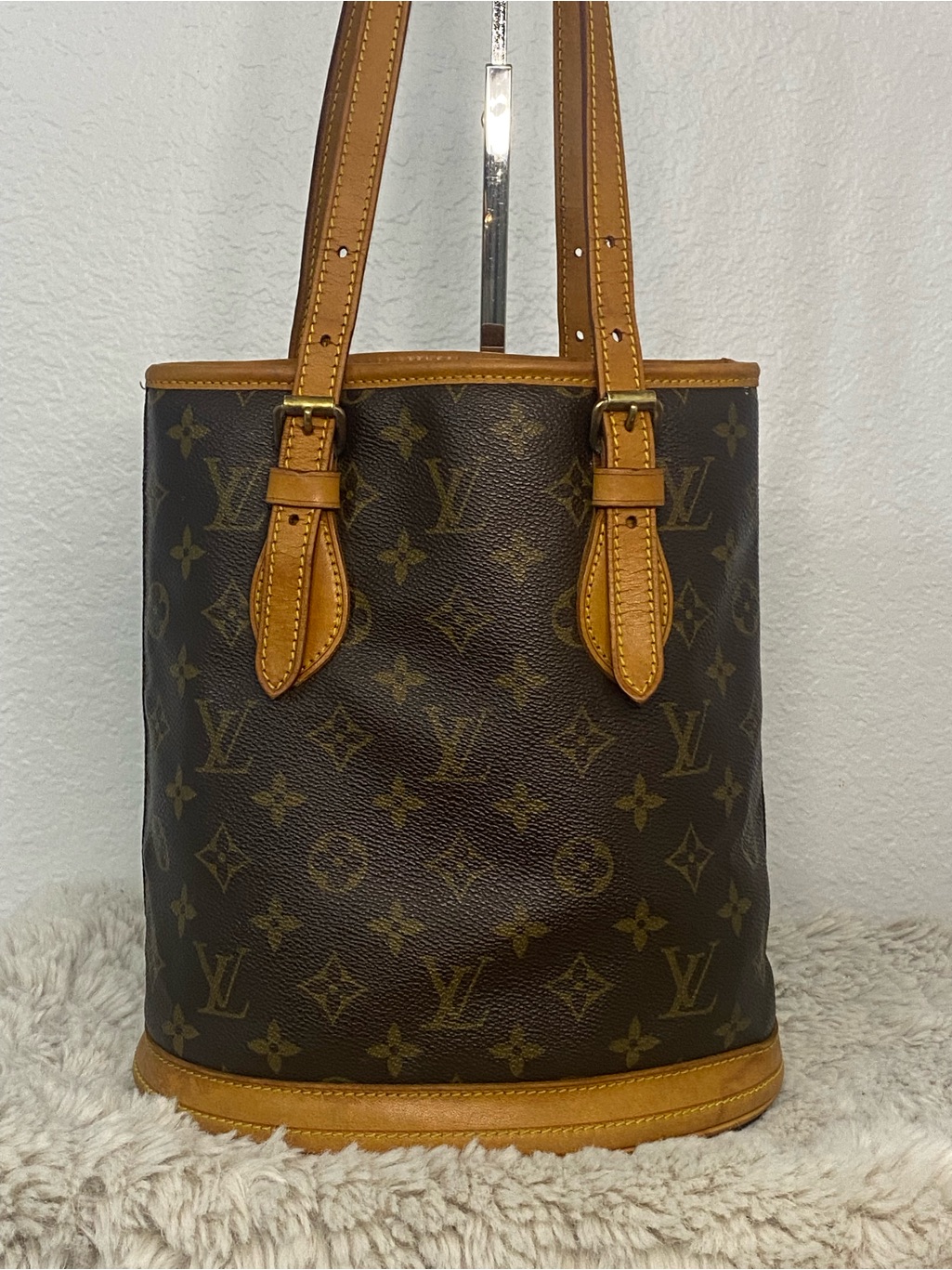 Louis Vuitton Monogram Vintage Pm Bucket Bag In Brown And Tan Leather